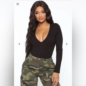 Bar III Black Long Sleeve Bodysuit